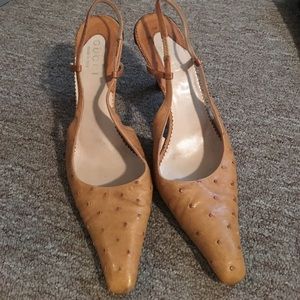 Gucci Ostrich Leather Slingback Pumps Size 8